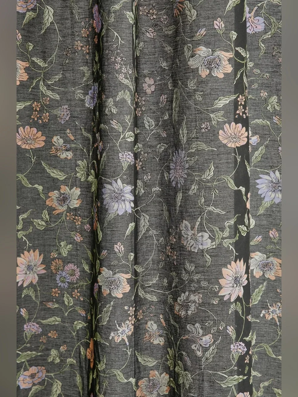Washed Black Ella Vine Curtains (x2)
